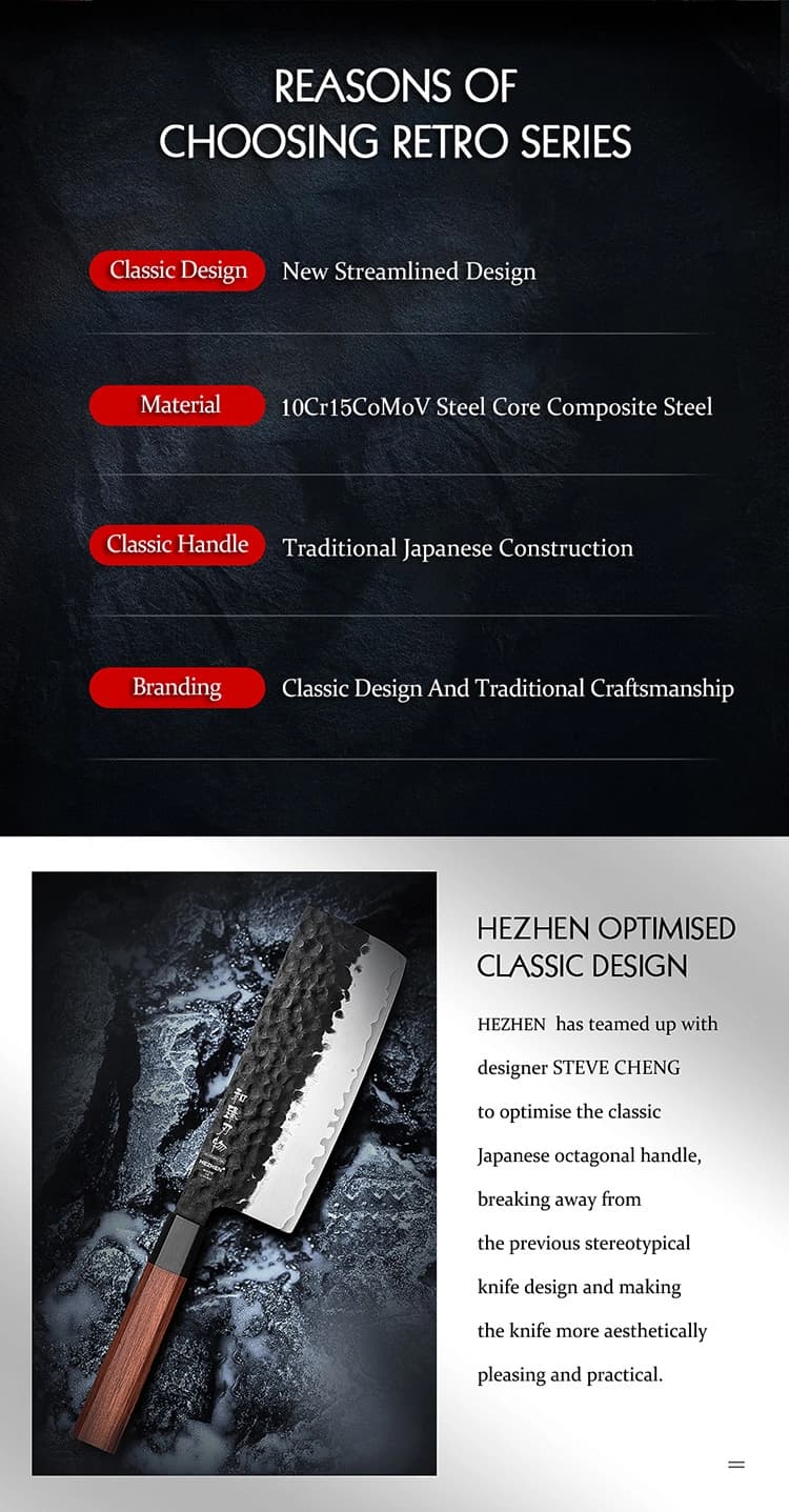 Retro-serien Hezhen 7" Nakiri-kniv PM8S-XC thumbnail 7