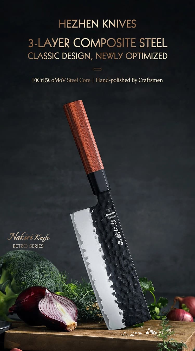 Retro-serien Hezhen 7" Nakiri-kniv PM8S-XC thumbnail 6