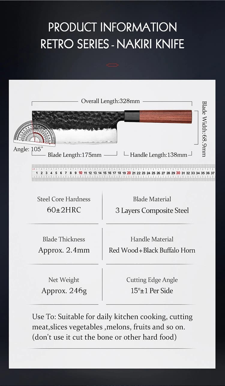 Retro-serien Hezhen 7" Nakiri-kniv PM8S-XC thumbnail 14