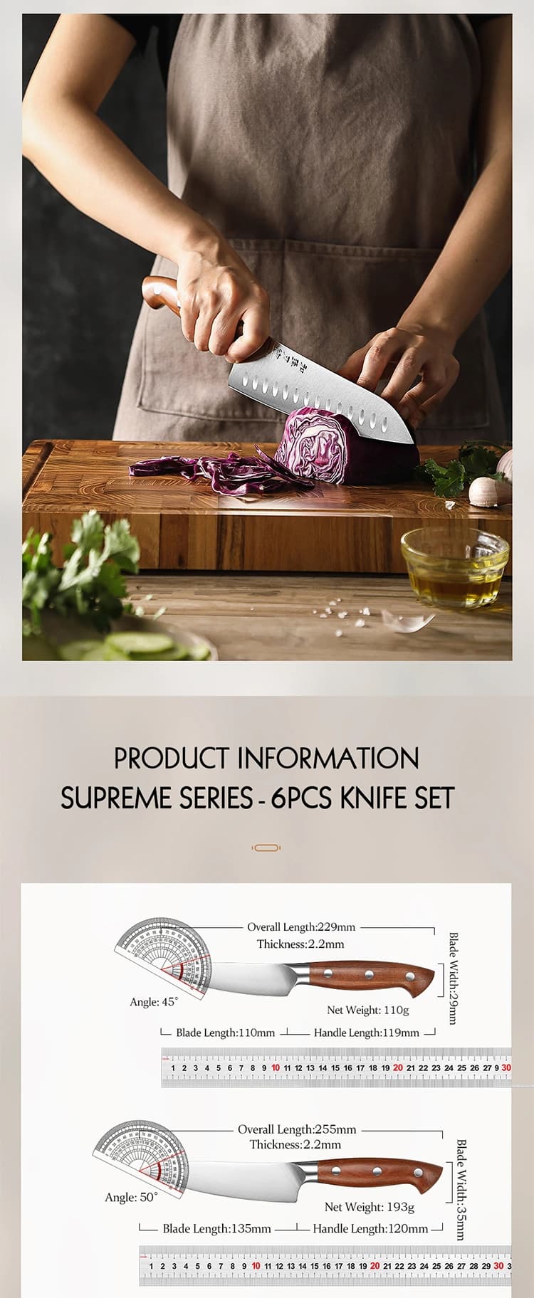 Supreme-serien sett med 6 kniver thumbnail 11