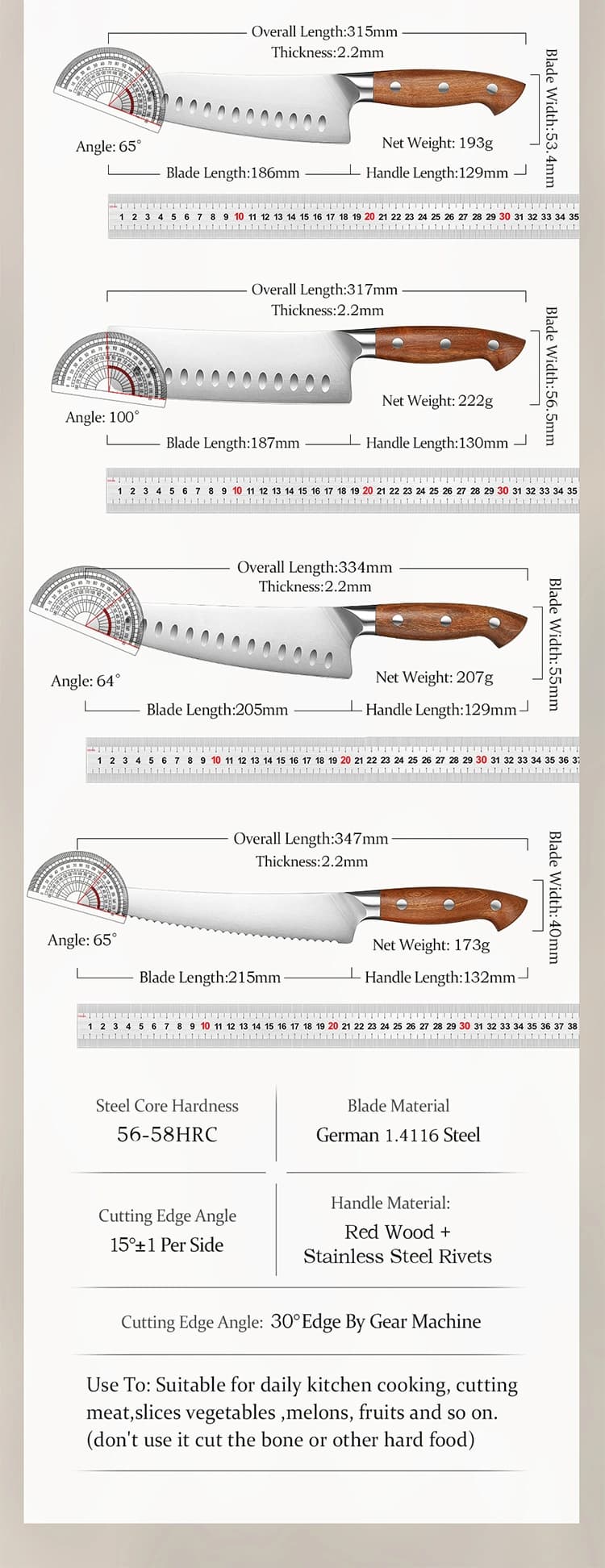 Supreme-serien sett med 6 kniver thumbnail 12