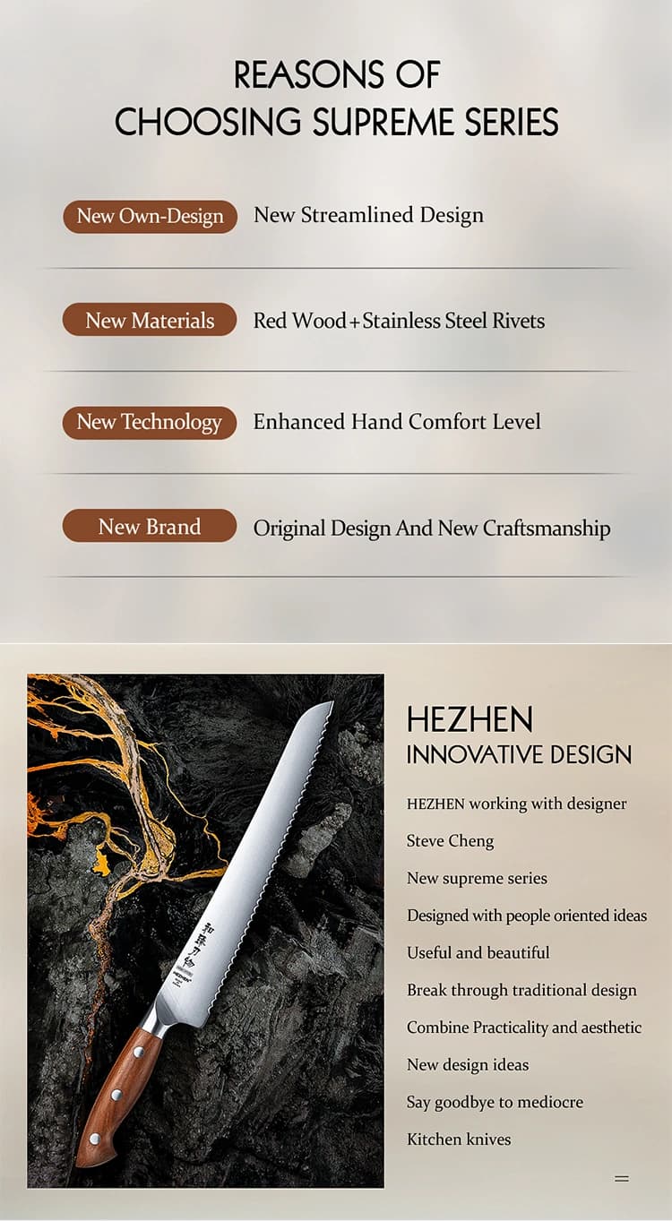 Supreme-serien Hezhen X02-10-MB BrødKniv thumbnail 8