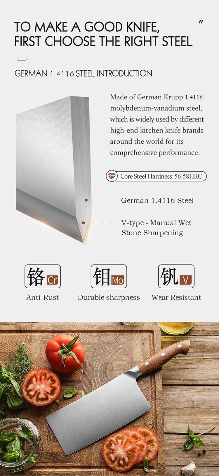 Supreme-serien Hezhen X02-DC – asiatisk Klever-kniv thumbnail 11