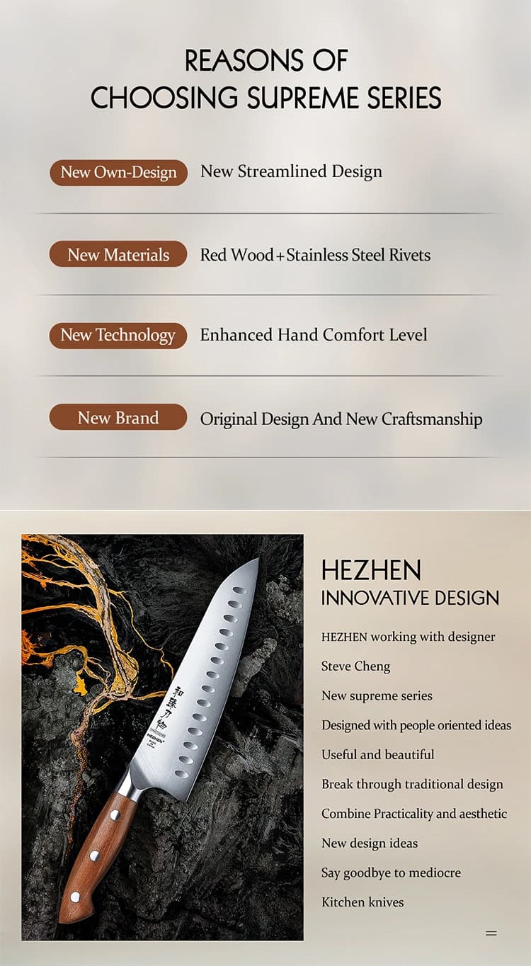 Supreme-serien 8"Granton edge chef knife thumbnail 8