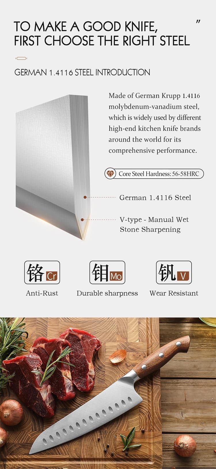 Supreme-serien 8"Granton edge chef knife thumbnail 9