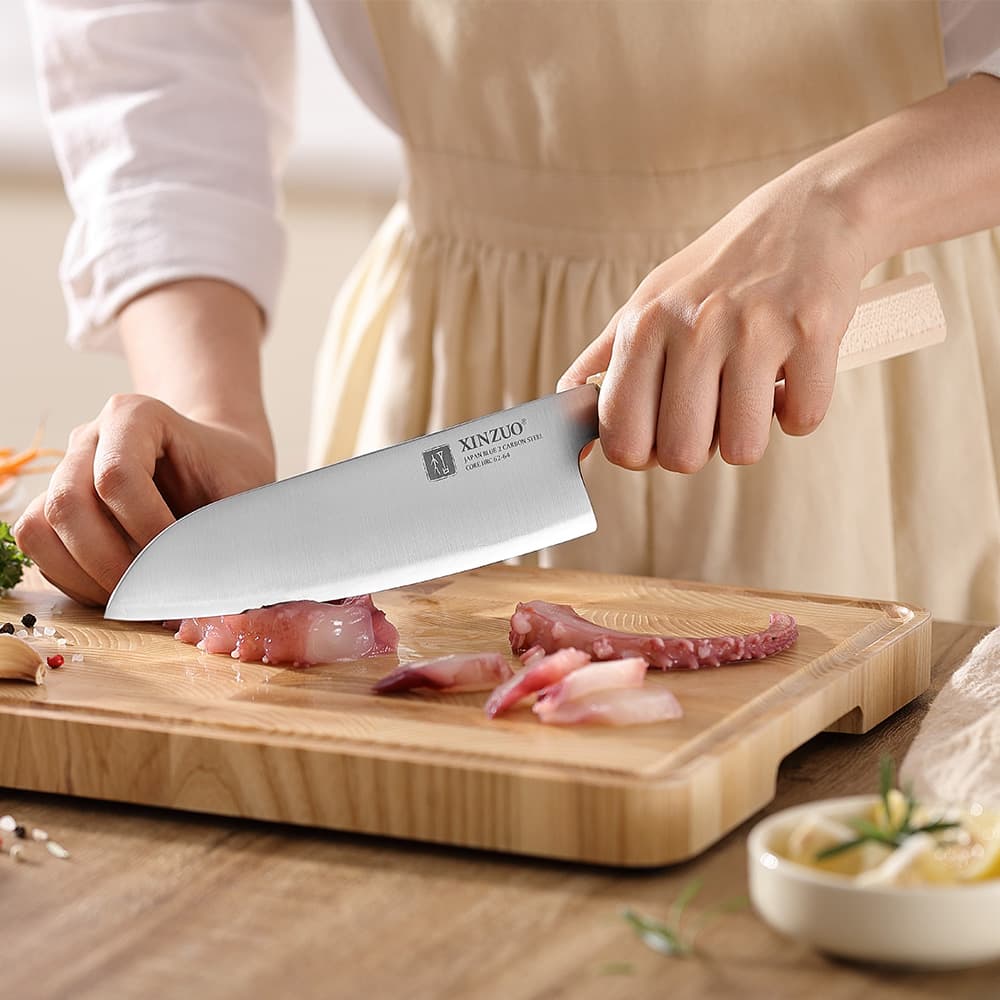 NYHET 7" Santoku-kniv PM8M-RS Zhen-serien (Blue 2 Komposittstål) thumbnail 6