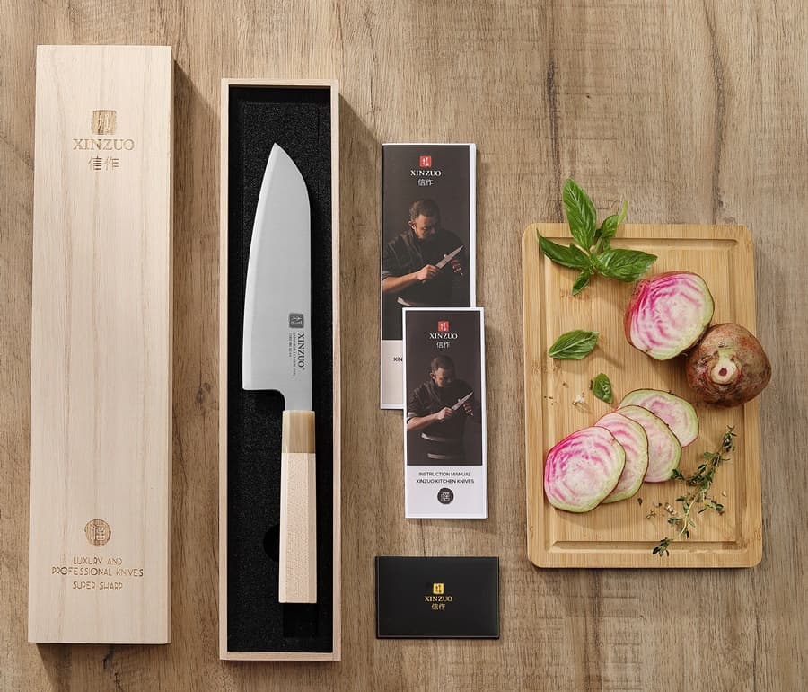 NYHET 7" Santoku-kniv PM8M-RS Zhen-serien (Blue 2 Komposittstål) thumbnail 7