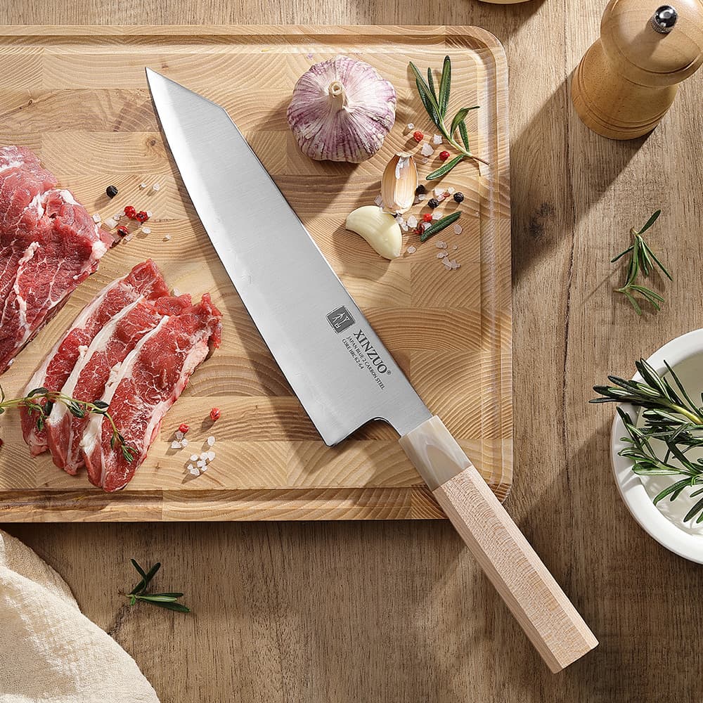 NYHET 8,5" Bunka-kniv Zhen-serien PM8M-QF ( Blue 2 Karbonstål) thumbnail 5