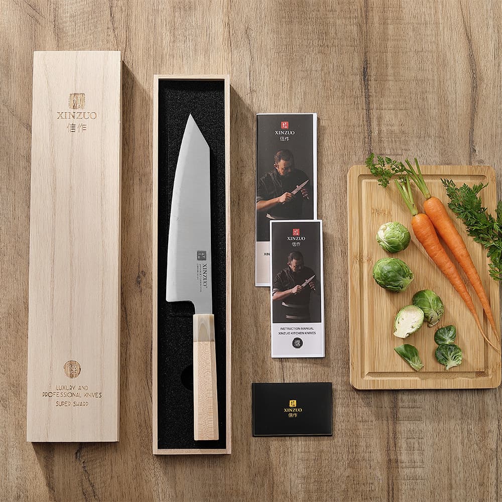 NYHET 8,5" Bunka-kniv Zhen-serien PM8M-QF ( Blue 2 Karbonstål) thumbnail 6