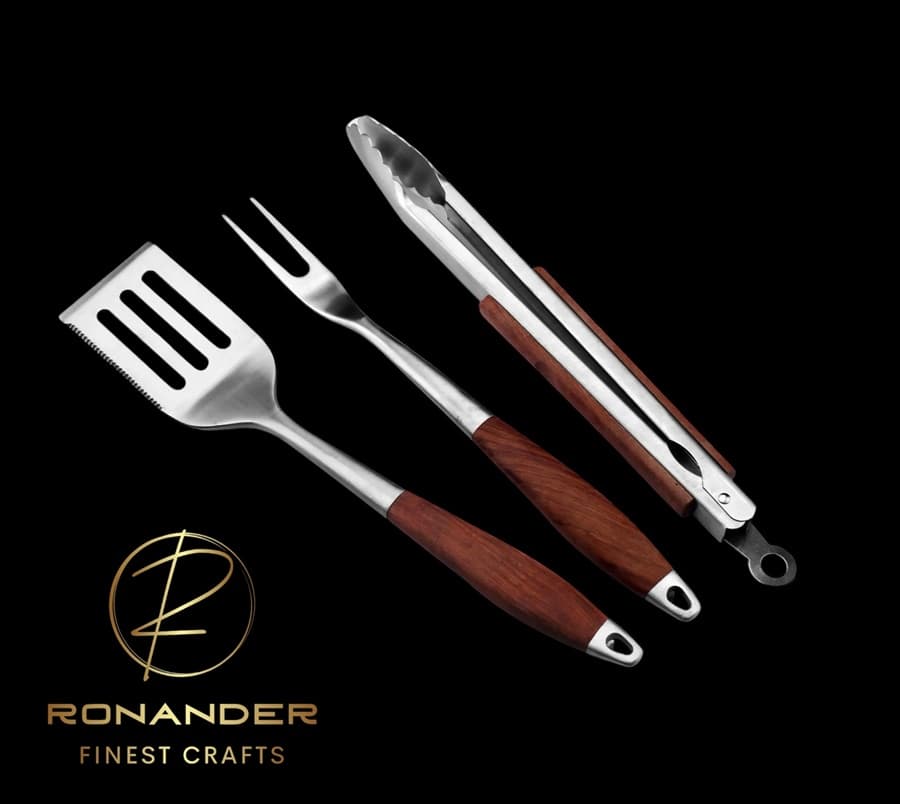 Ronander Premium grillsett i rustfritt stål og rosentre (3 deler) thumbnail 2