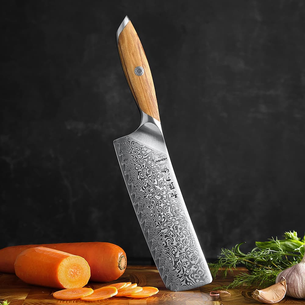 Nakiri-kniv 7,5" i 73 lag damaskusstålX01-XC -Flagship serien thumbnail 5