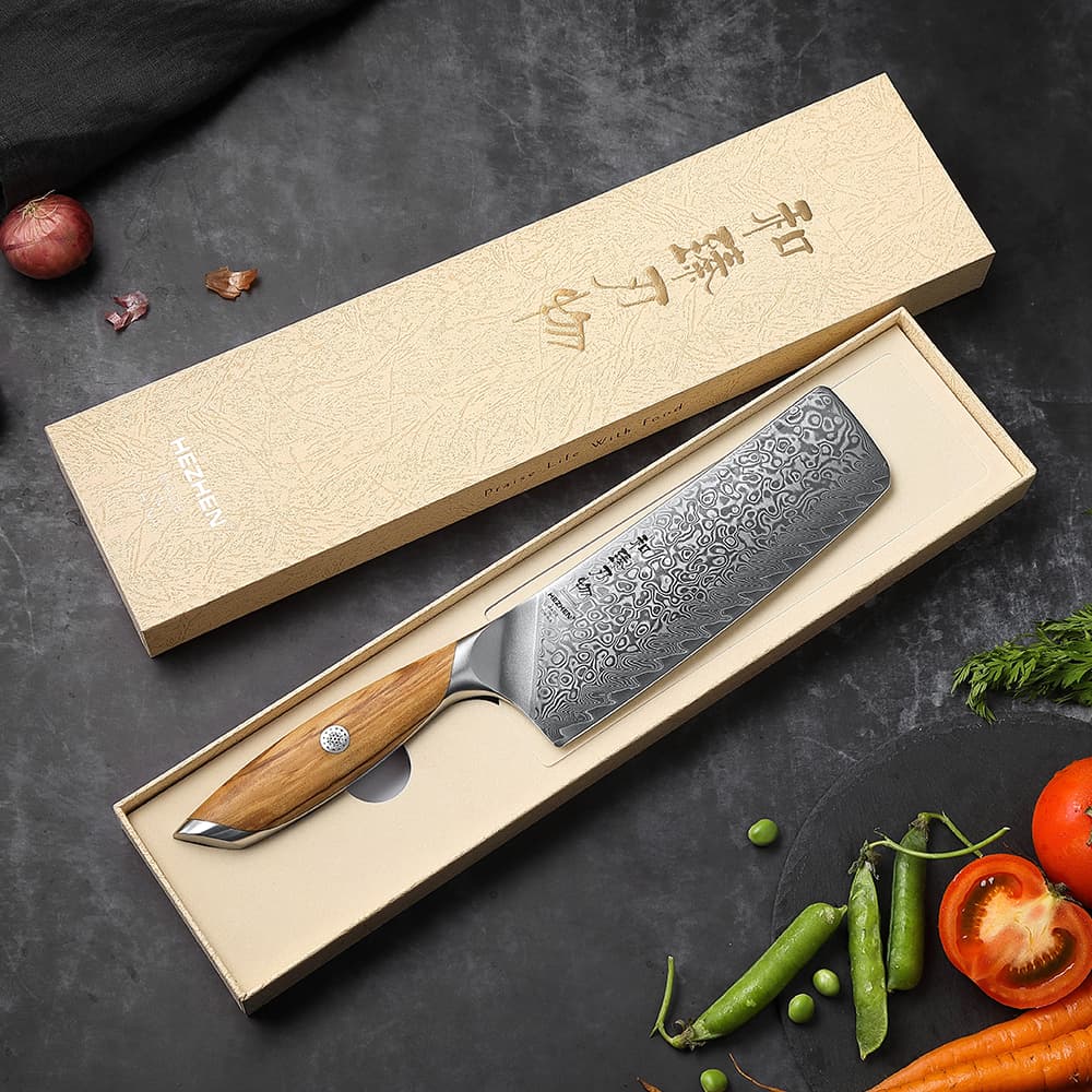 Nakiri-kniv 7,5" i 73 lag damaskusstålX01-XC -Flagship serien thumbnail 4