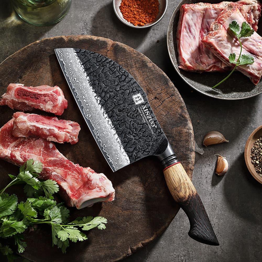 NYHET!  Bone chopper i Damaskusstål -7,3"- X06-KG.  Mo-serien thumbnail 4