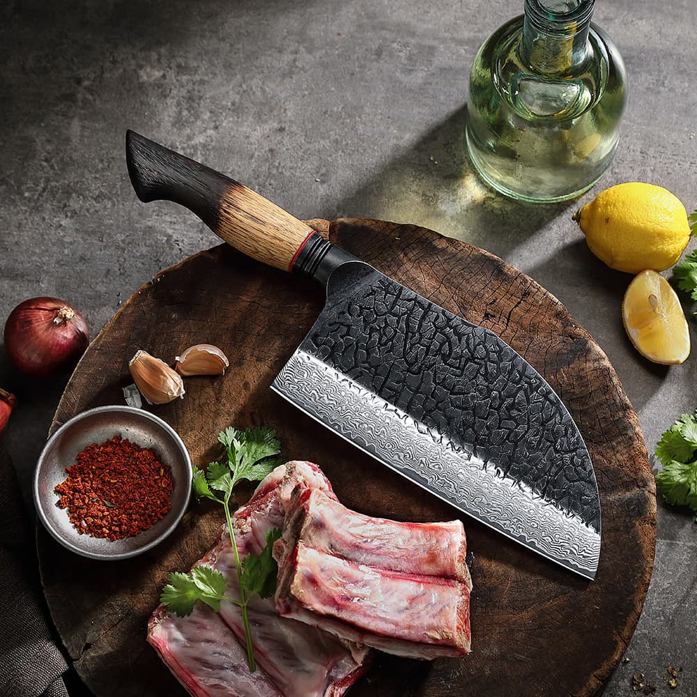NYHET!  Bone chopper i Damaskusstål -7,3"- X06-KG.  Mo-serien thumbnail 5