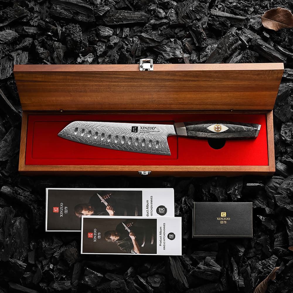 NYHET Santoku-kniv i 145 lag Damaskusstål -  X04-RS Li-serien