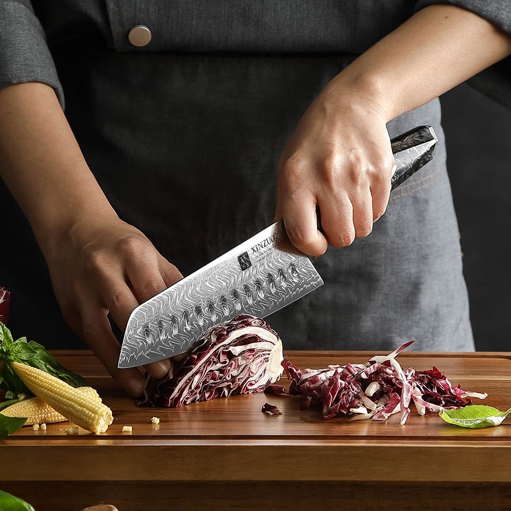 NYHET Santoku-kniv i 145 lag Damaskusstål -  X04-RS Li-serien thumbnail 5